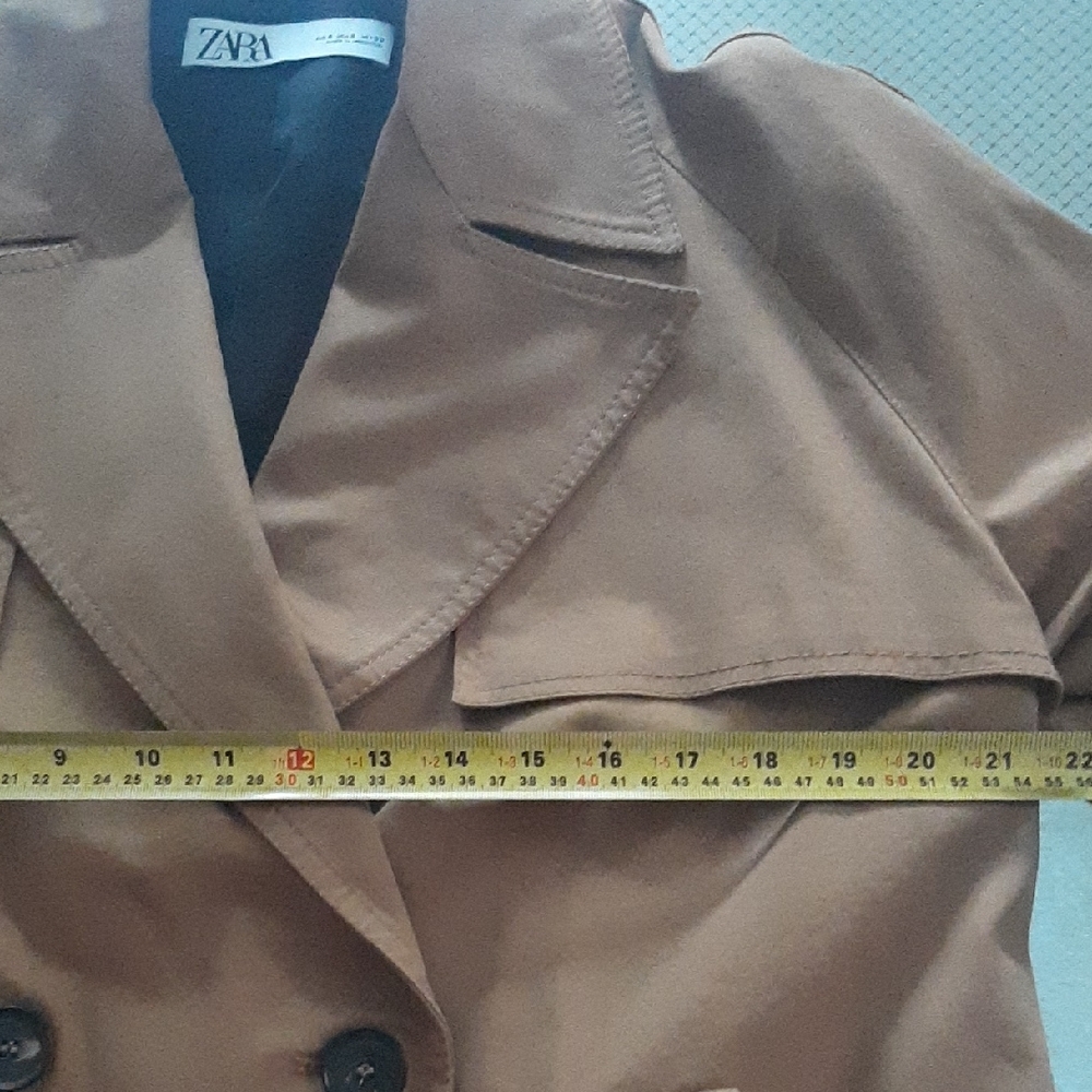 Zara NWOT Classic Caramel🟤Double Breasted Trench Coat🧡SIZE Oversized Small - Picture 13 of 14